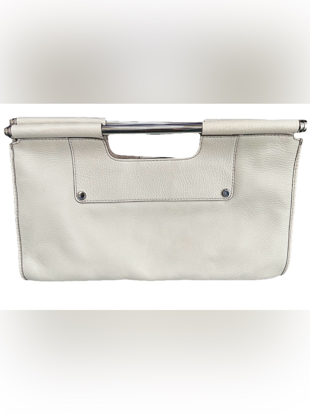 Rare Vintage Y2K Banana Republic Leather Bar Bag Pebbled Bone White